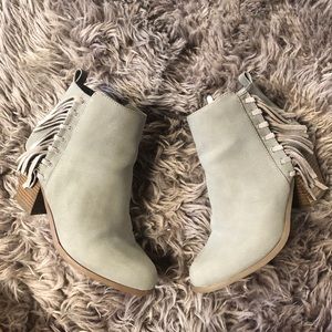 Sam Edelman Taupe Fringe Ankle Boots - image 1